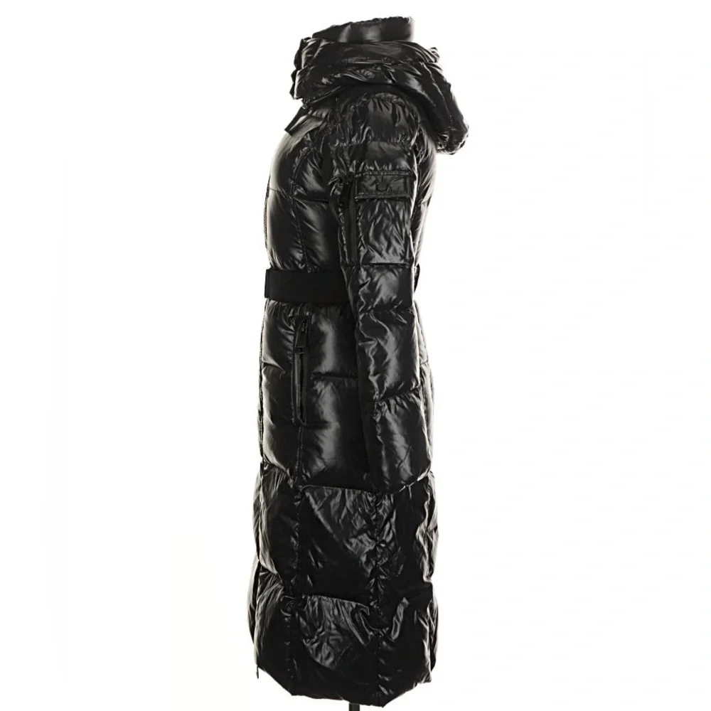 SAM. “Jet” Black Long Noho Hooded Puffer Coat Size Small - Picture 6 of 8